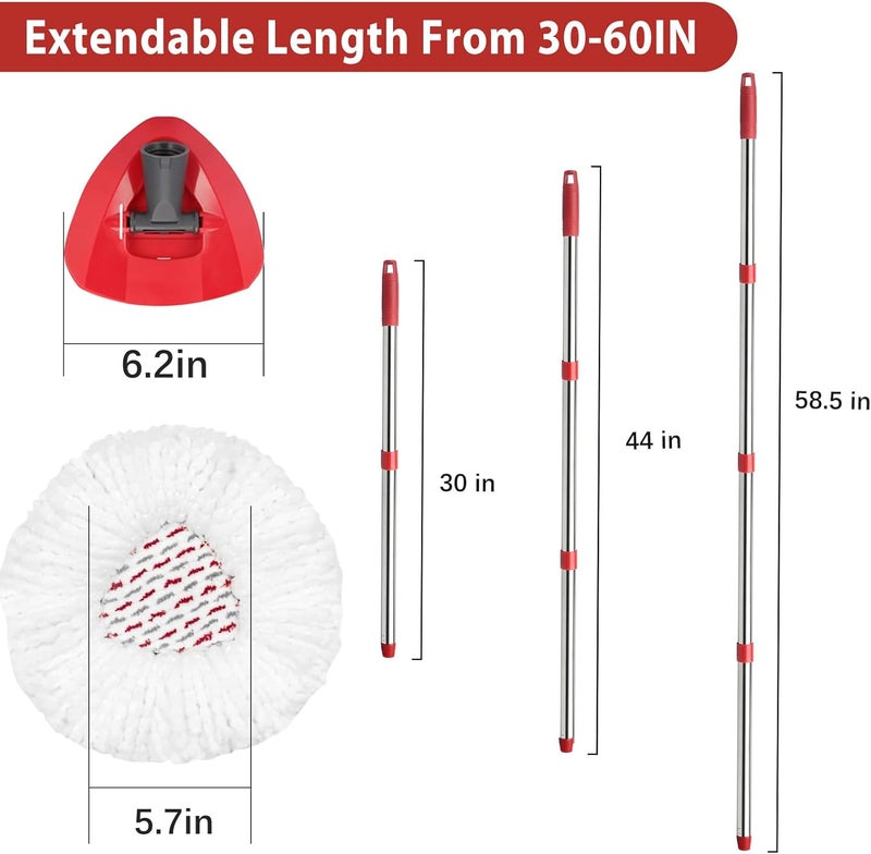 Hibaby Microfiber Spin Mop Replace Head, Mops Base, Handle Compatible with O Cedar EasyWring 1-Tank Spin Mop Refills (New White-Centre 40% More (1-Tank System)) - Image 2